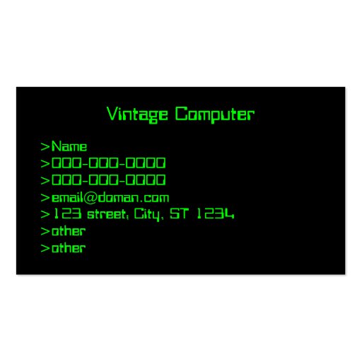 Vintage Computer Screen Business Card Template