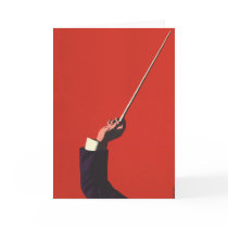 Vintage Conductor's Hand Holding a Baton Card
