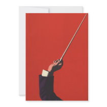 Vintage Conductor's Hand Holding a Baton Personalized Invitation