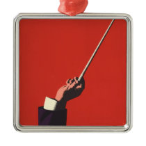 Vintage Conductor's Hand Holding a Baton Christmas Ornaments
