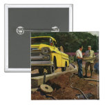 Vintage Construction Site; Architect and Client Pinback Button