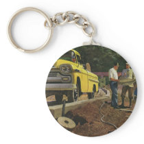 Vintage Construction Site; Architect and Client Keychain