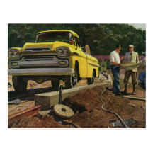 Vintage Construction Site; Architect and Client Postcard