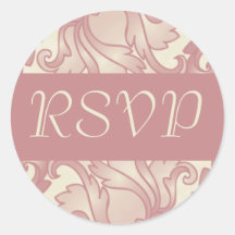 Vintage Coral Rose Cream RSVP Stickers
