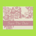 Vintage Coral Rose Ivory Save The Date Postcards