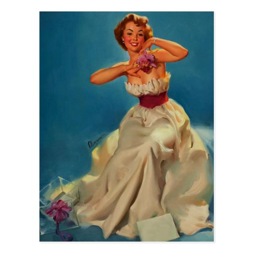 Vintage Corsage Prom Gil Elvgren Pinup Girl Postcard Zazzle