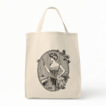 Vintage Corset Lady Tote Bags