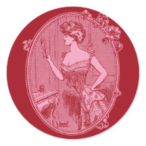 Vintage Corset Lady Round Stickers