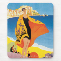 Vintage Corsican Beach travel Poster Mouse Pad mousepads