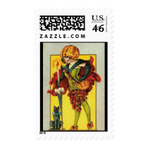 Vintage Costume & Pumpkin Hat Postage postage
