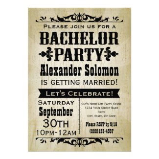 Vintage Country Bachelor Party Invitation