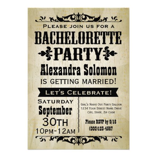 Vintage Country Bachelorette Party Invitation