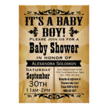 Vintage Country Boy Baby Shower Invitation