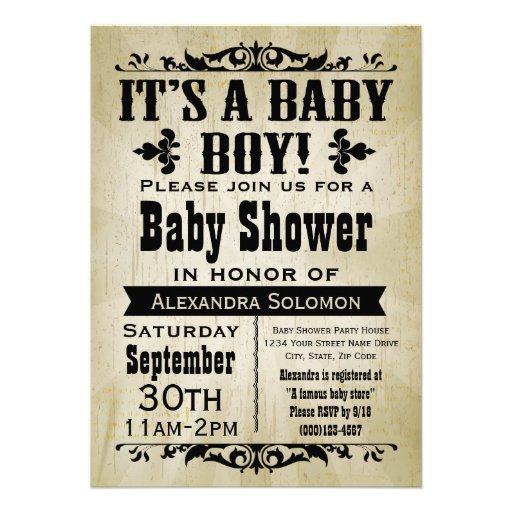 Vintage Country Boy Baby Shower Invitation