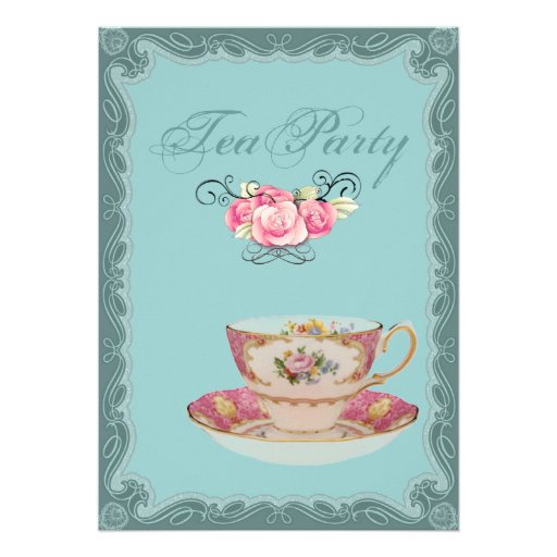 Vintage Country Bridal Shower Tea Party Invitation