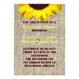 vintage country burlap yellow sunflower wedding personalized invites