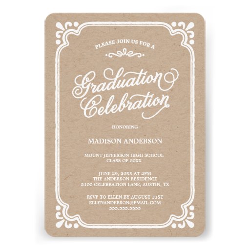 Vintage Country | Graduation Invitation (front side)