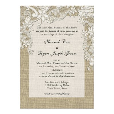 Vintage Country Lace Design and Burlap Card
