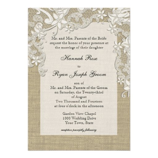 Vintage Country Lace Design and Burlap Card