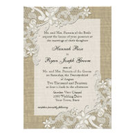 Vintage Country Lace Design and Burlap Personalized Announcements