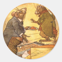 Vintage Country Mouse, City Mouse Aesop's Fable Sticker