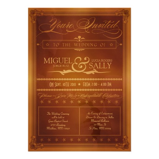 Vintage Country Poster Style Wedding Invitation