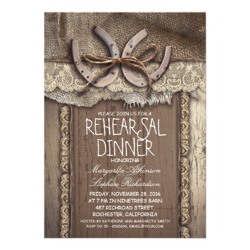 vintage country rehearsal dinner invitations