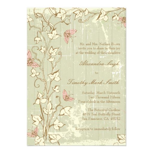 Vintage country rustic cream wedding invitation