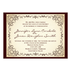 Vintage Country Scroll Frame Wedding Invitations
