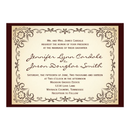 Vintage Country Scroll Frame Wedding Invitations