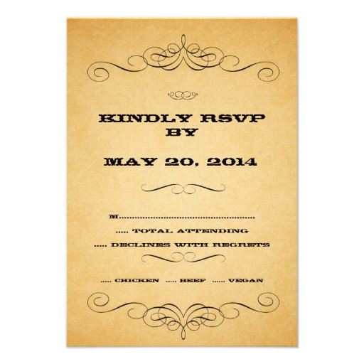 Vintage Country Wedding RSVP Swirls Personalized Invitations