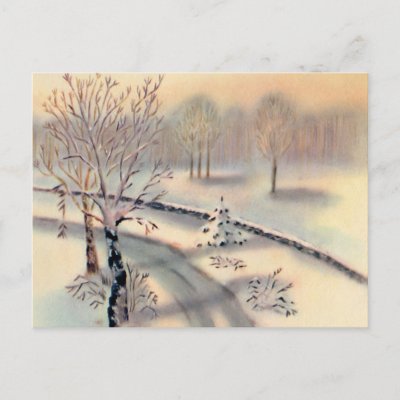 Vintage Countryside Christmas Postcard