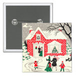 Vintage Countryside Greetings Square Button