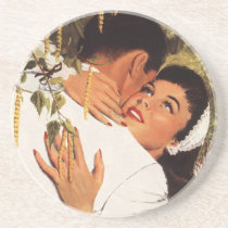 Vintage Couple in a Loving Embrace Coasters