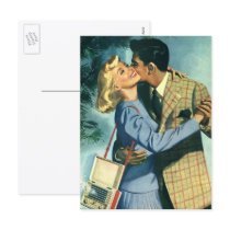 Vintage Couple in Love having a Christmas Dance Post Cards