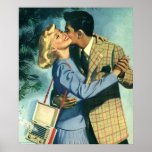 Vintage Couple in Love having a Christmas Dance posters