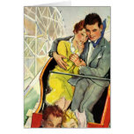 Vintage Couple on a Roller Coaster Ride Greeting Cards
