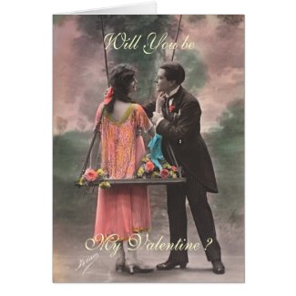 Vintage couple will you be my valentine greeting cards