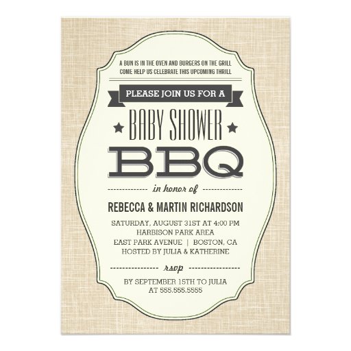 Vintage Couples BBQ Baby Shower Invitations