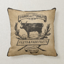 Vintage Cow Deli Advertisment Burlap Pillows