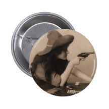 Vintage Cow Girl Pinback Buttons