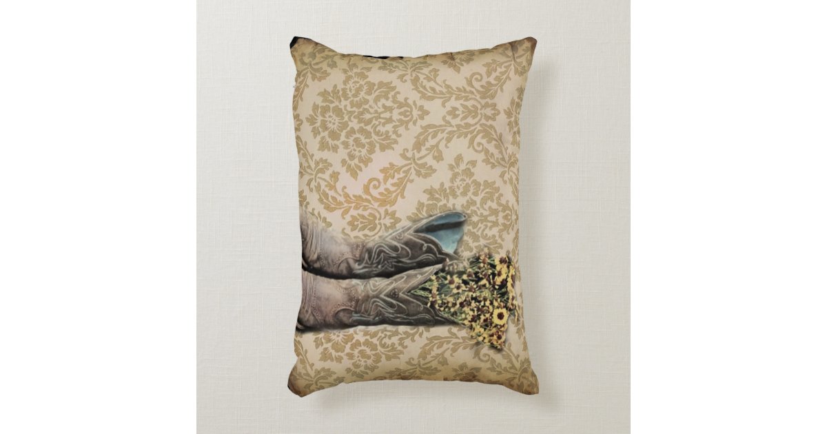 vintage cowboy boots western country decorative pillow Zazzle