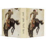 Vintage Cowboy on a Bucking Bronco Horse 3 Ring Binders
