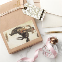 Vintage Cowboy on a Bucking Bronco Horse Rectangle Sticker