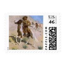 Vintage Cowboy, The Scout by Remington Postage Stamp