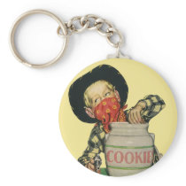 Vintage Cowboy with His Hand in the Cookie Jar Keychains