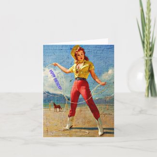 Vintage Cowgirl Birthday Greeting Cards
