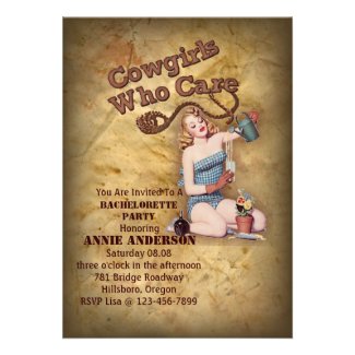 vintage Cowgirl country bachelorette party invites