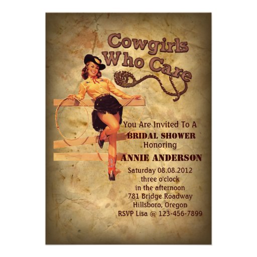 vintage Cowgirl country Bridal Shower Invitation