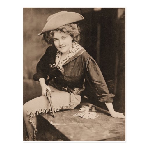 Vintage cowgirl postcard